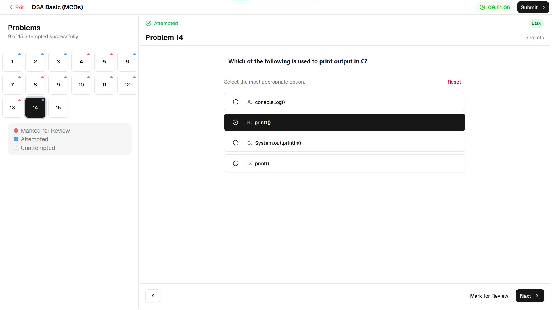 Smart MCQ Platform interface showing quiz creation and management tools