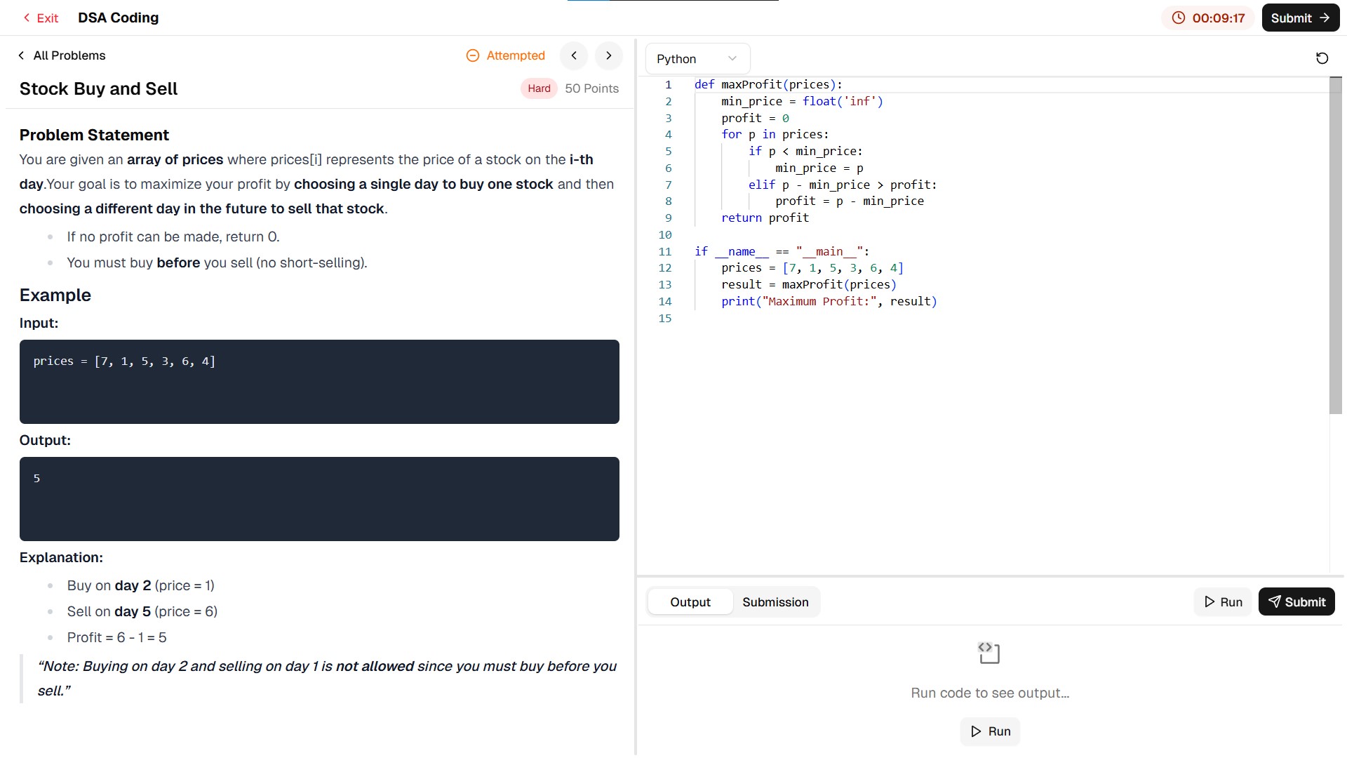 DSA Coding Platform interface showing coding challenges and evaluation tools